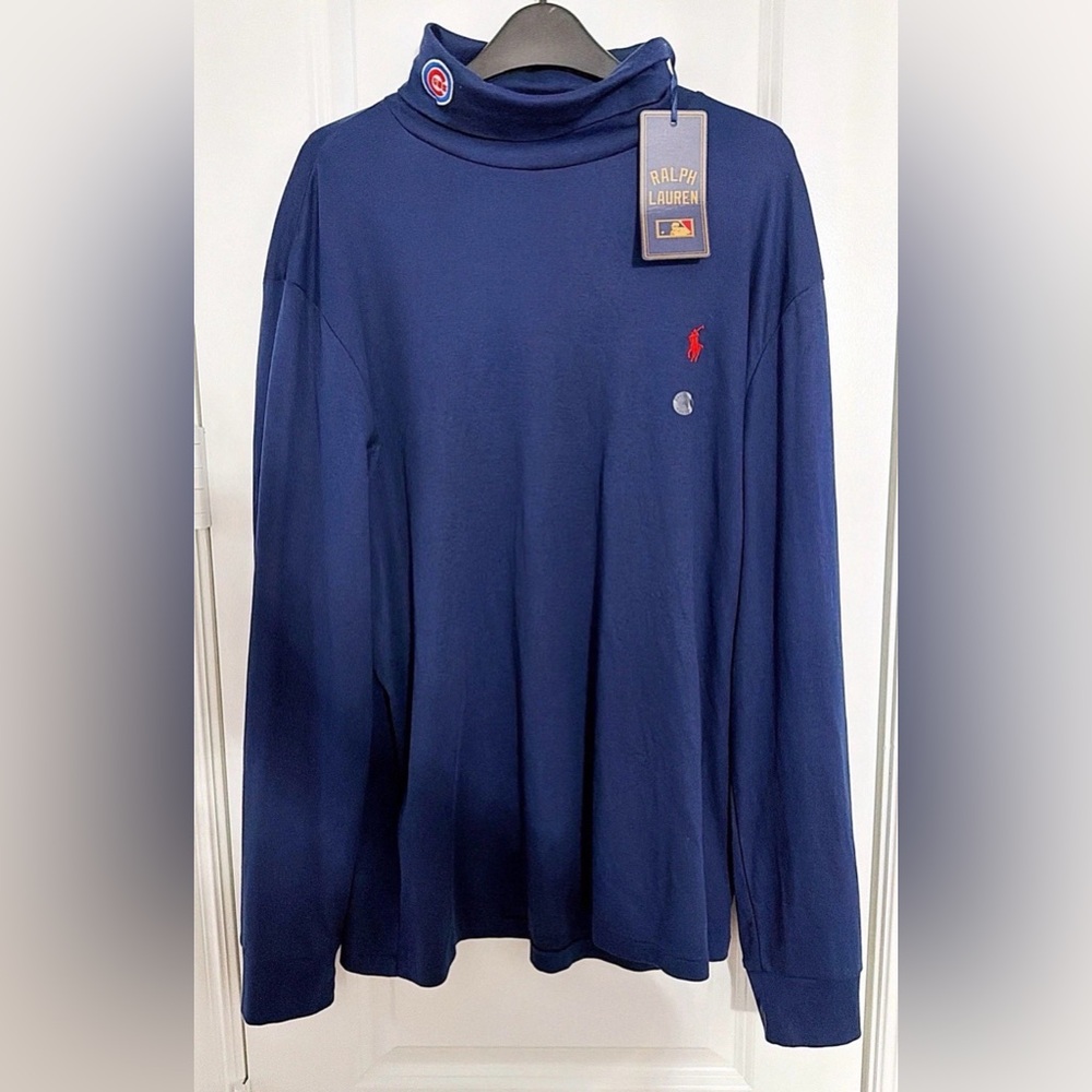 Ralph Lauren Polo MLB CUBS Turtle Neck Mens Navy Long Sleeve Shirt - XL